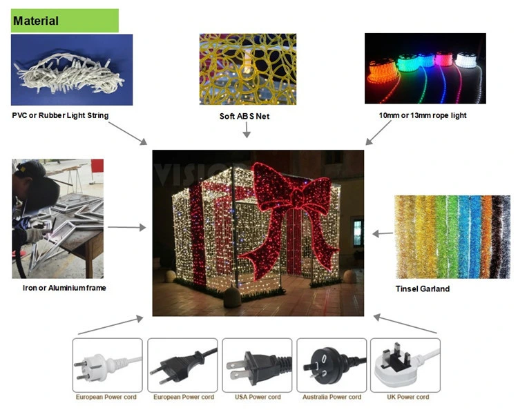 Holiday LED Christmas Lighting 3D Giant Gift Box Decoration for Mall & Street