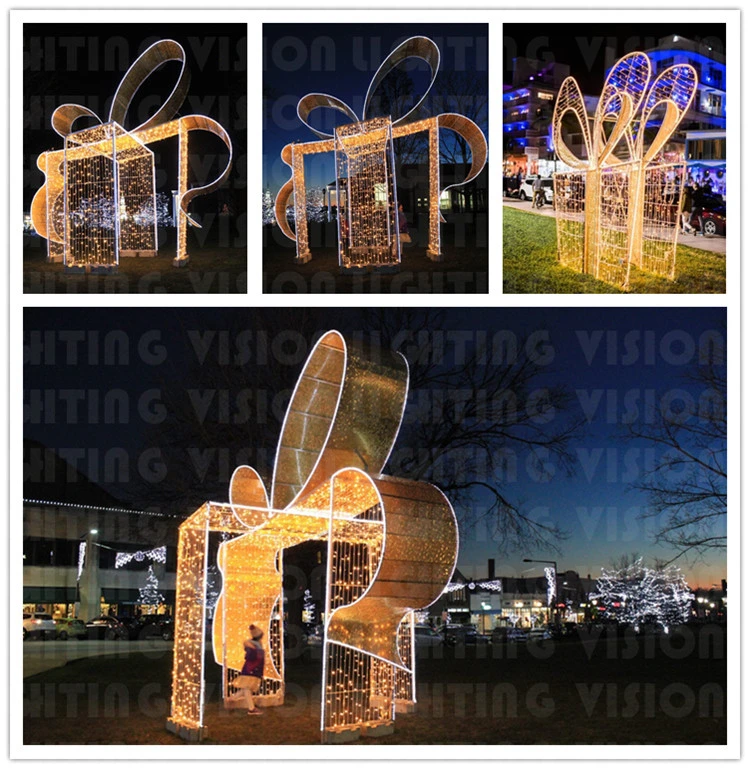 Holiday LED Christmas Lighting 3D Giant Gift Box Decoration for Mall & Street