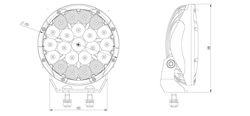 Heavy Duty 12V/24V 7inch 66W Round LED Driving Light for SUV ATV UTV (GT17213)