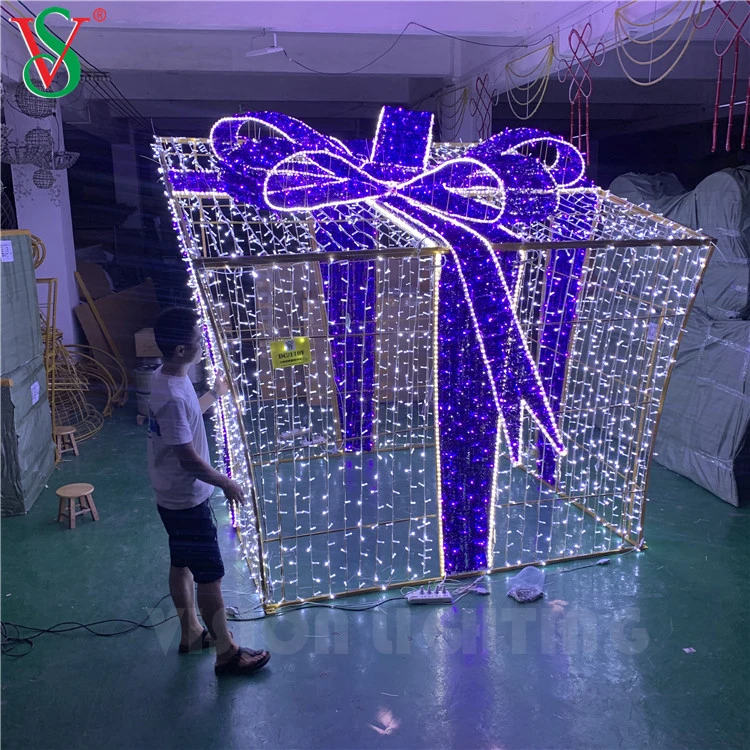 Holiday LED Christmas Lighting 3D Giant Gift Box Decoration for Mall & Street