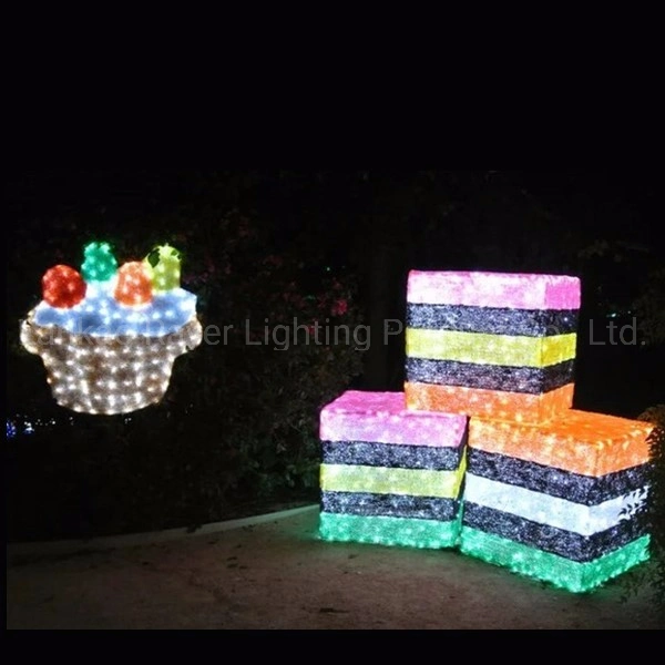 LED Park Holiday Decoration Lighting Polyresin Christmas Dessert Ornament