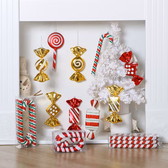 붉은 단풍잎, 인공 플라스틱 크리스마스 가지, 크리스마스 장식